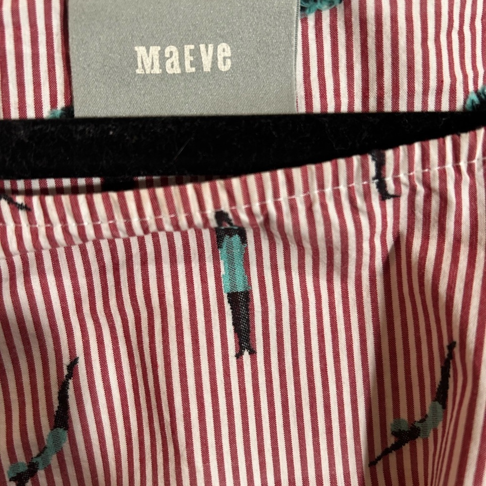 Anthropologie Maeve Bathing Beauty Dress Retro Swimmers Red Stripe Sz 14 - Picture 4 of 6